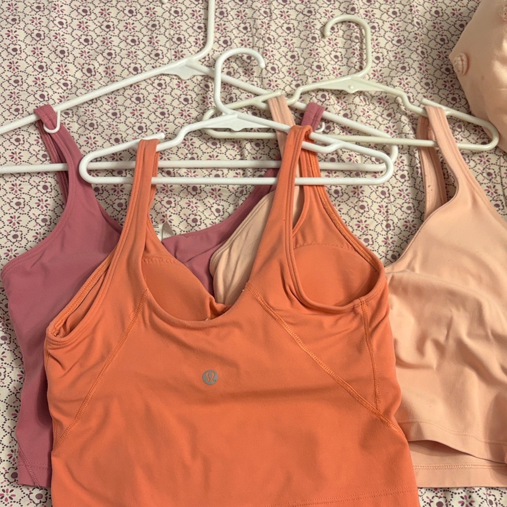 Women's Lulu lemon align cropped tank Set - Orange, Pink, and Peach